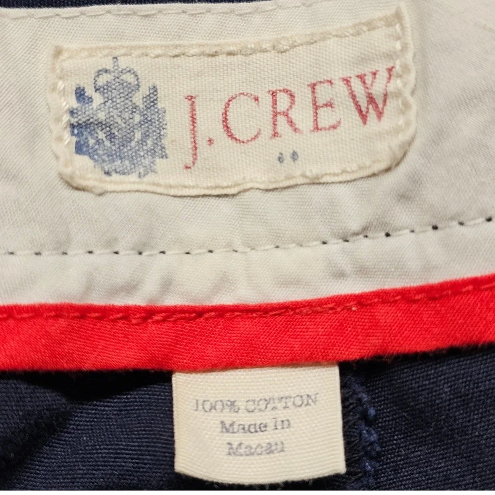 J.Crew Chino Shorts Men 35 Navy Regular Fit Flat Front Slash Pocket 10.5